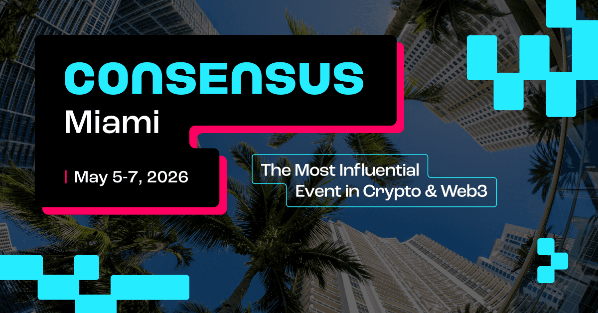 Consensus Miami 2026 event branding — May 5–7, 2026, the most influential event in crypto & Web3
