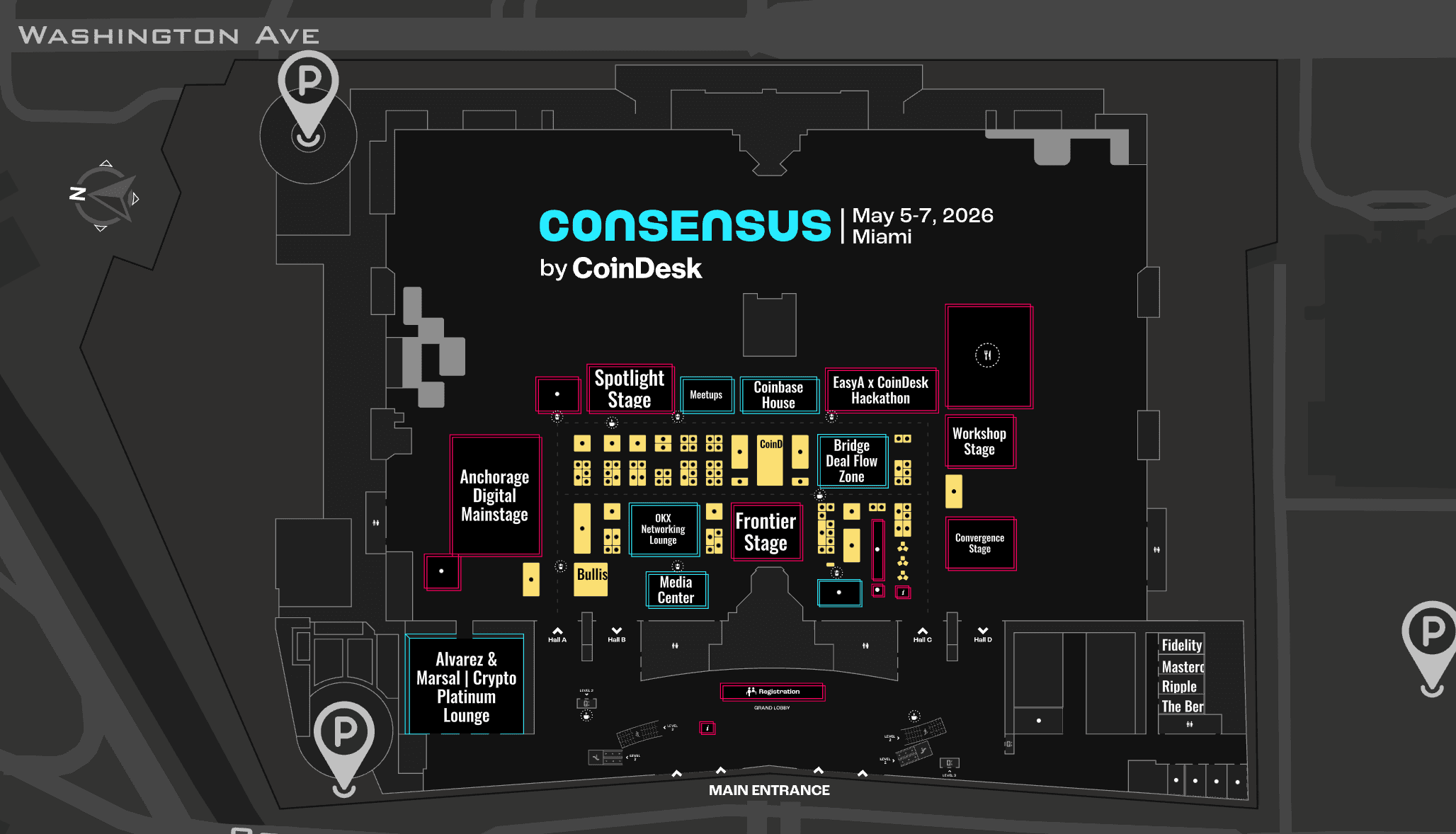 Full interactive floor plan of Consensus Miami 2026 across the Miami Beach Convention Center